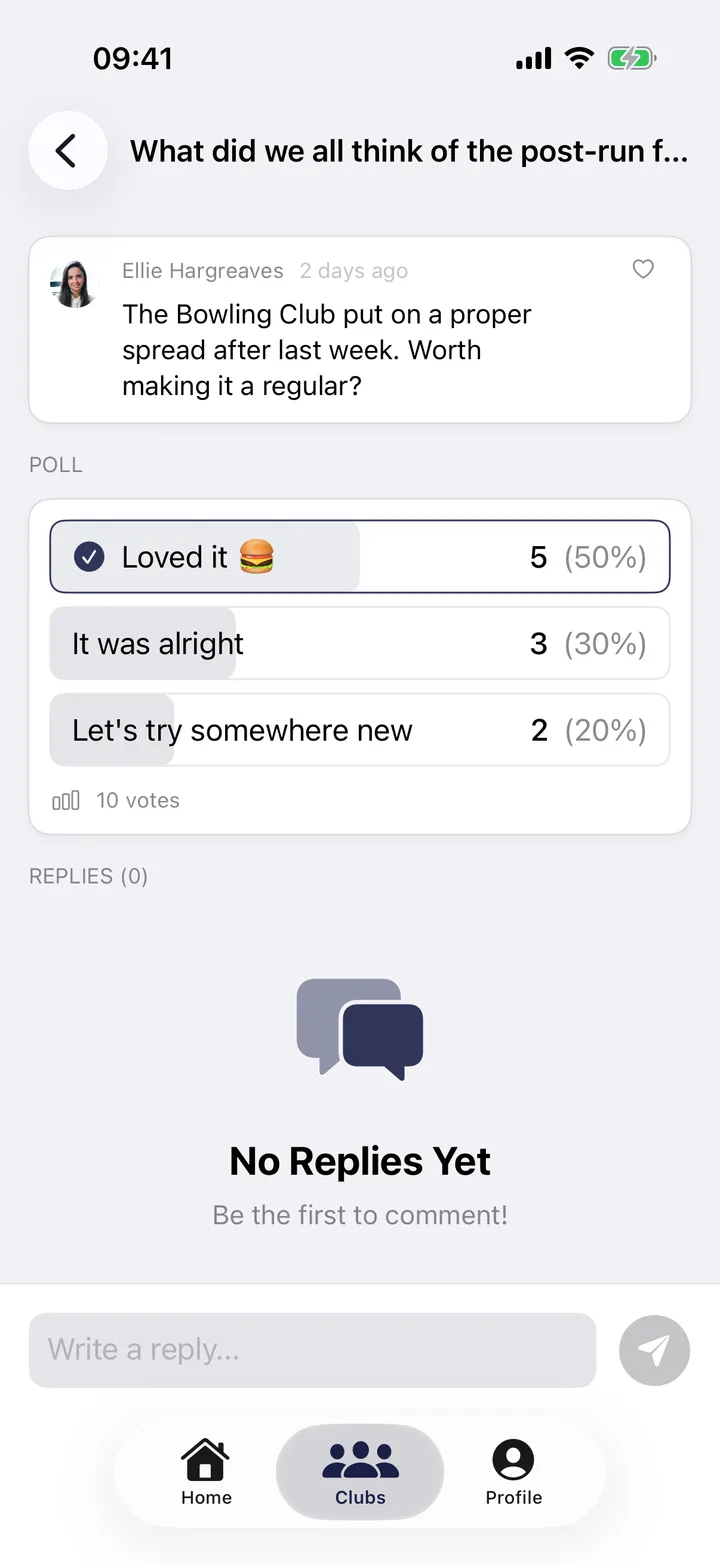 Club Run on iPhone: plans, polls and chat in one place