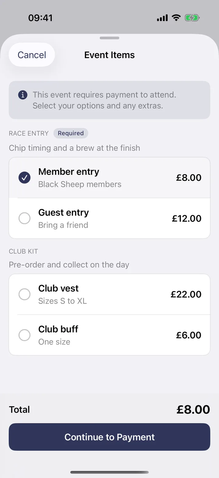 Club Run on iPhone: race entry and club kit, sorted